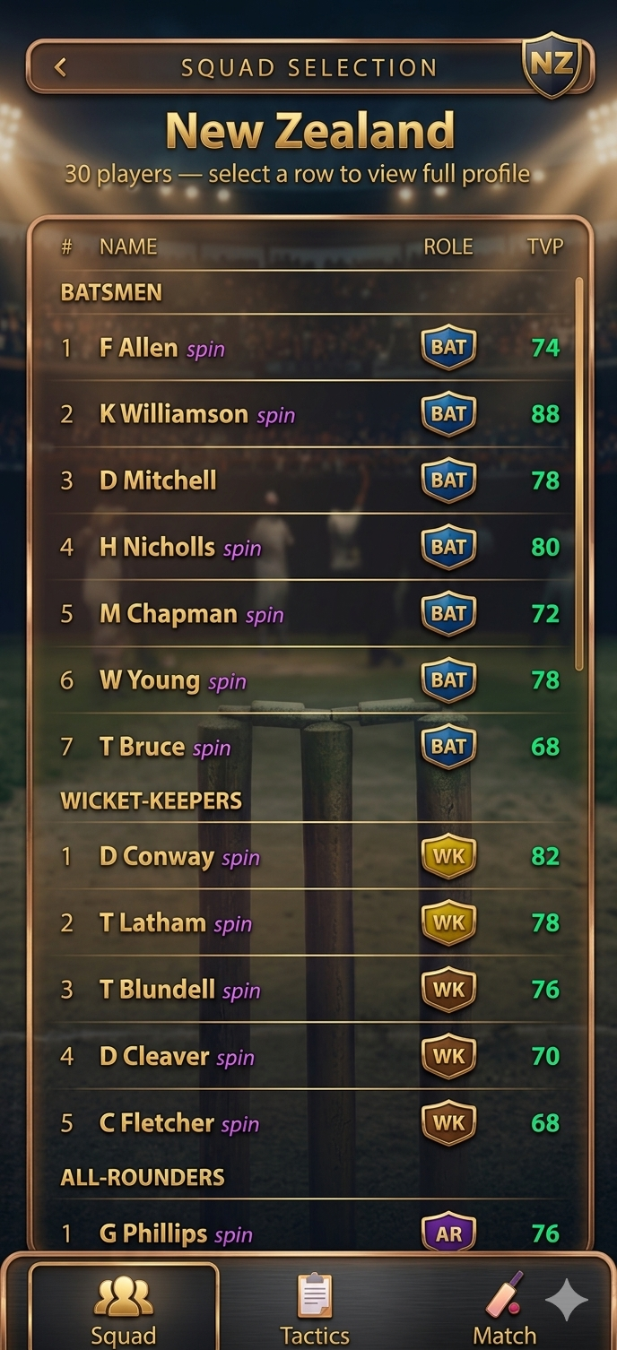 Squad Selection — 30 Players